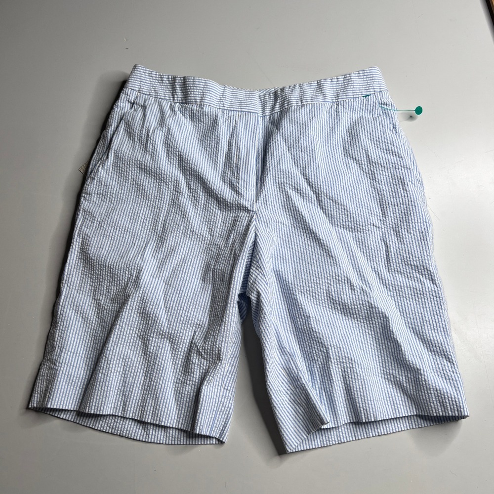 Brooks Brothers 346 Womens Blue White Seersucker Striped‎ Cotton Shorts Size 4